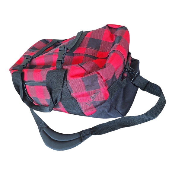L.L. Bean Bags Ll Bean Adventure Duffle Medium Red Black Plaid Nwot